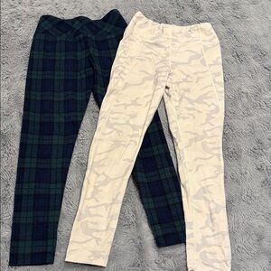 Vineyard Vines Green Plaid and Cream Camo Leggings